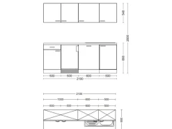 Flex-Well Exclusiv Büroküche Joelina 210 cm Weiß< Single-Küchen|Kochfelder