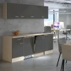 Flex-Well Exclusiv Büroküche Morena 210 cm Basaltgrau matt-San Remo Eiche hell< Single-Küchen|Einbauküchen