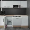 Flex-Well Exclusiv Einbauküchen<Büroküche Valero 210 cm Hochglanz Weiß-Sonoma Eiche