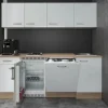 Flex-Well Exclusiv Kühlschränke|Einbauküchen<Büroküche Valero 210 cm Hochglanz Weiß-Sonoma Eiche