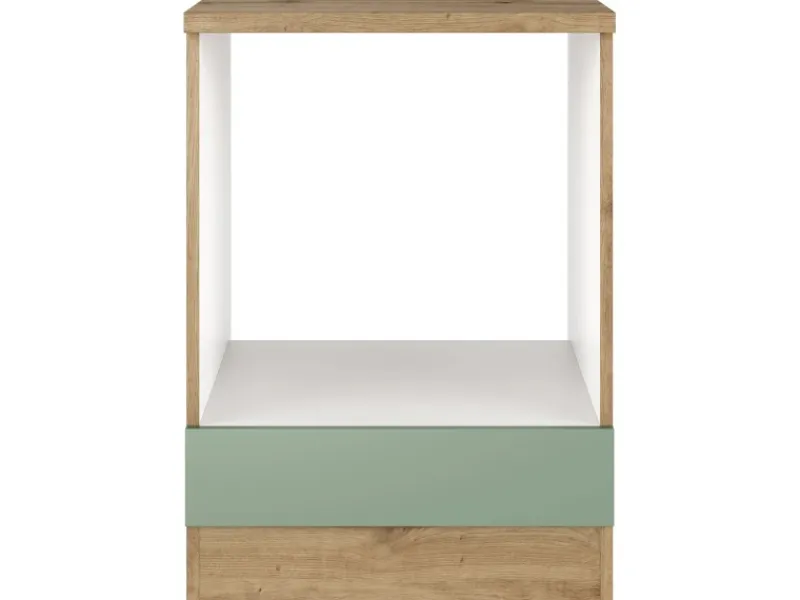 Outlet Flex-Well Exclusiv Herdumbauschrank Cara 60cm Schilfgrün matt - Artisan Eiche