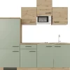 Flex-Well Exclusiv Küche 1602-002 Cara 210 cm Schilfgrün matt - Artisan Eiche< Single-Küchen|Einbauküchen