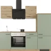 Discount Flex-Well Exclusiv Küche 1706-005 Cara 220 cm Schilfgrün matt - Artisan Eiche
