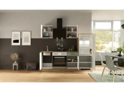 Discount Flex-Well Exclusiv Küche 1706-005 Cara 220 cm Schilfgrün matt - Artisan Eiche