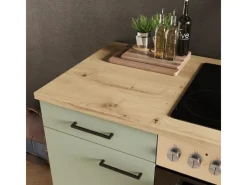 Hot Flex-Well Exclusiv Küche 1701-017 Cara 220 cm Schilfgrün matt - Artisan Eiche