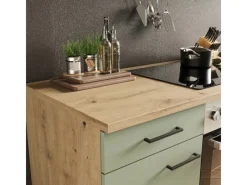 Hot Flex-Well Exclusiv Küche 1701-017 Cara 220 cm Schilfgrün matt - Artisan Eiche