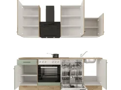 Hot Flex-Well Exclusiv Küche 1701-017 Cara 220 cm Schilfgrün matt - Artisan Eiche