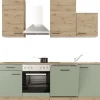 Flex-Well Exclusiv Küche 1701-016 Cara 220 cm Schilfgrün matt - Artisan Eiche< Einbauküchen|Küchenschränke