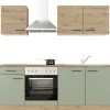 Flex-Well Exclusiv Küche 1601-036 Cara 210 cm Schilfgrün matt - Artisan Eiche< Winkelküchen|Einbauküchen