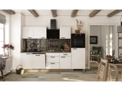 Flex-Well Exclusiv Landhausküchen|Kühlschränke<Küche 2327-000 Julia 280 cm Weiß matt-Cosmopolitan Eiche