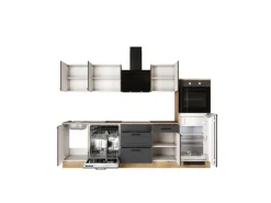 Flex-Well Exclusiv Küche 2327-019 Romeo 280 cm Anthrazit matt-Cosmopolitan Eiche< Landhausküchen|Kühlschränke