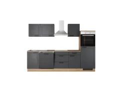 Online Flex-Well Exclusiv Küche 2320-016 Romeo 280 cm Anthrazit matt-Cosmopolitan Eiche
