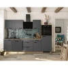 Flex-Well Exclusiv Landhausküchen<Küche 2327-000 Romeo 280 cm Anthrazit matt-Cosmopolitan Eiche