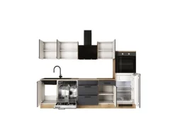 Flex-Well Exclusiv Landhausküchen<Küche 2327-000 Romeo 280 cm Anthrazit matt-Cosmopolitan Eiche
