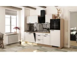 Flex-Well Exclusiv Küche Julia 280 cm ohne E-Geräte Weiß matt-Cosmopolitan Eiche