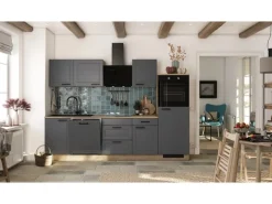 Flex-Well Exclusiv Küche Romeo 280 cm ohne E-Geräte Anthrazit matt-Cosmopolitan< Landhausküchen