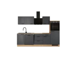 Flex-Well Exclusiv Küche Romeo 280 cm ohne E-Geräte Anthrazit matt-Cosmopolitan< Landhausküchen