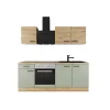 Flex-Well Exclusiv Einbauküchen<Küche 1601-005sWs Cara 210 cm Schilfgrün matt - Artisan Eiche