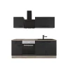 Flex-Well Exclusiv Küche 1601-005sWs Capri 210 cm Schwarz Matt-Endgrain Oak