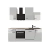 Flex-Well Exclusiv Einbauküchen<Küche 1701-017sWs Lund 220 cm Lichtgrau glänzend-Rauchgrau