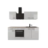 Flex-Well Exclusiv Küche 1601-005sWs Lund 210cm Lichtgrau glänzend -Rauchgrau< Einbauküchen