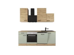 Online Flex-Well Exclusiv Küche 1701-017sWS Cara 220 cm Schilfgrün matt - Artisan Eiche