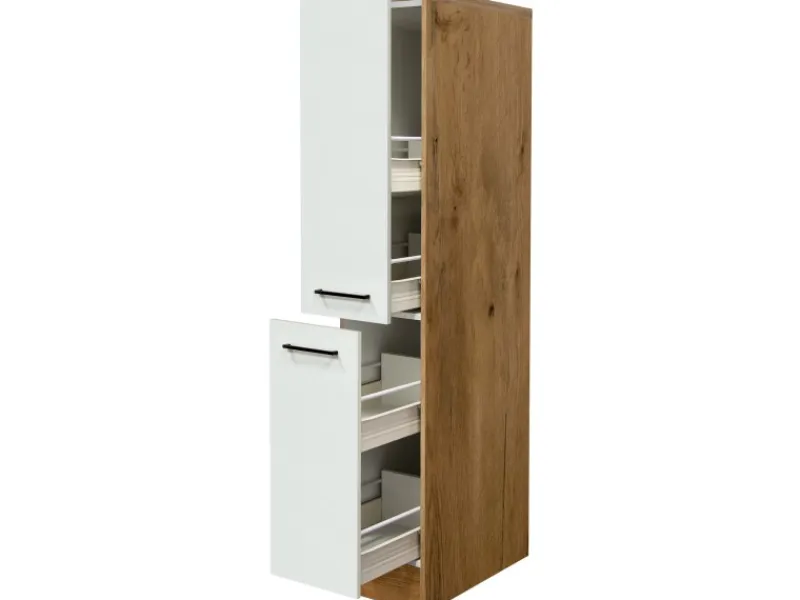 Flex-Well Exclusiv Küchenschränke<Küchen-Apothekerschrank Vintea 30cm Magnolie-Lancelot Oak