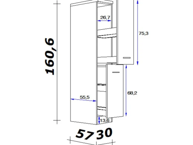 Flex-Well Exclusiv Küchenschränke<Küchen-Apothekerschrank Vintea 30cm Magnolie-Lancelot Oak