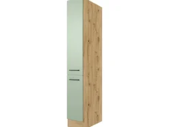 Hot Flex-Well Exclusiv Küchenapothekerhochschrank Cara 30cm Schilfgrün-Artisan Eiche