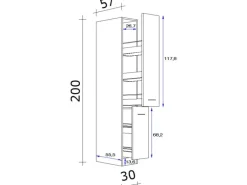 Hot Flex-Well Exclusiv Küchenapothekerhochschrank Cara 30cm Schilfgrün-Artisan Eiche