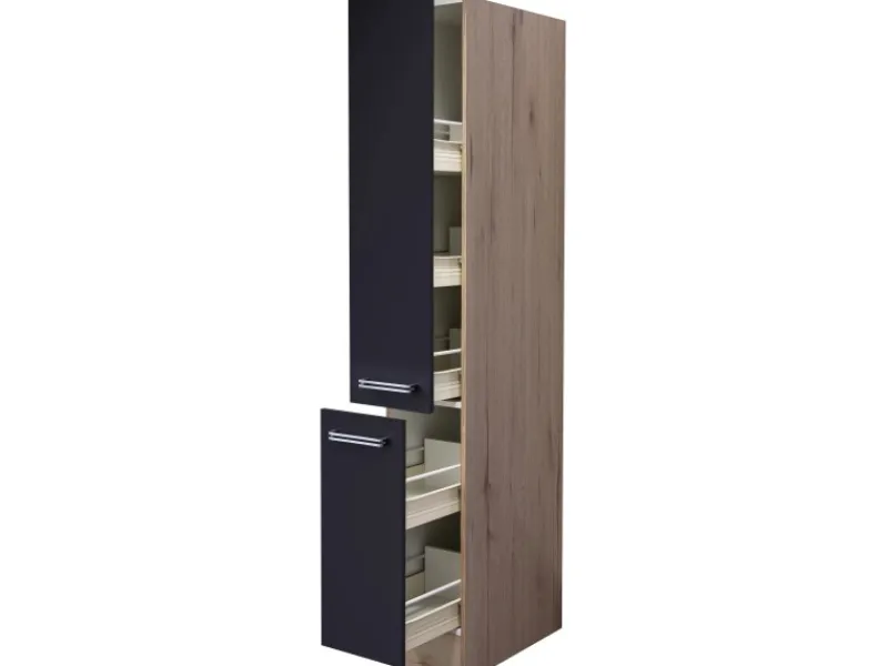Flex-Well Exclusiv Küchen-Apothekerhochschrank Lara 30cm Anthra.-San Remo Eiche< Küchenschränke