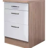 Clearance Flex-Well Exclusiv Küchen-Auszugsunterschrank Valero 60cm hgl. Weiß-Sonoma Eiche