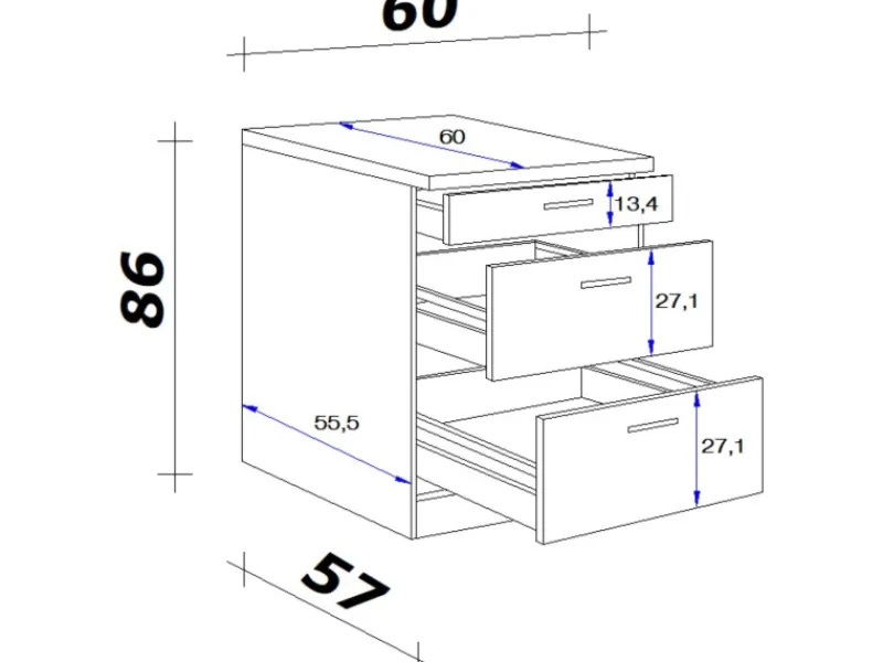 Clearance Flex-Well Exclusiv Küchen-Auszugsunterschrank Valero 60cm hgl. Weiß-Sonoma Eiche