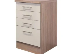 Flex-Well Exclusiv Küchenschränke<Küchen-Auszugschrank Orlando 50cm Kaschmir Glanz-Sonoma Eiche