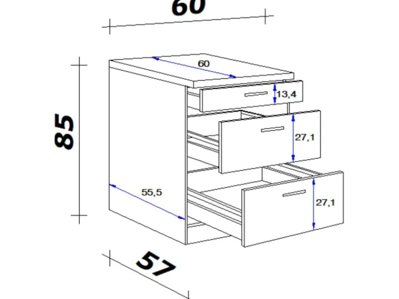 Outlet Flex-Well Exclusiv Küchen-Auszugsunterschrank Vintea 60cm Magnolie-Lancelot Oak