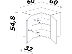 Flex-Well Exclusiv Küchen-Eck-Hängeschrank Joelina 60 x 60 cm Weiß< Küchenschränke