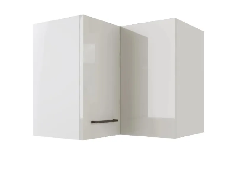 New Flex-Well Exclusiv Küchen-Eck-Hängeschrank Lund 60x60cm Lichtgrau gl.-Rauchgrau