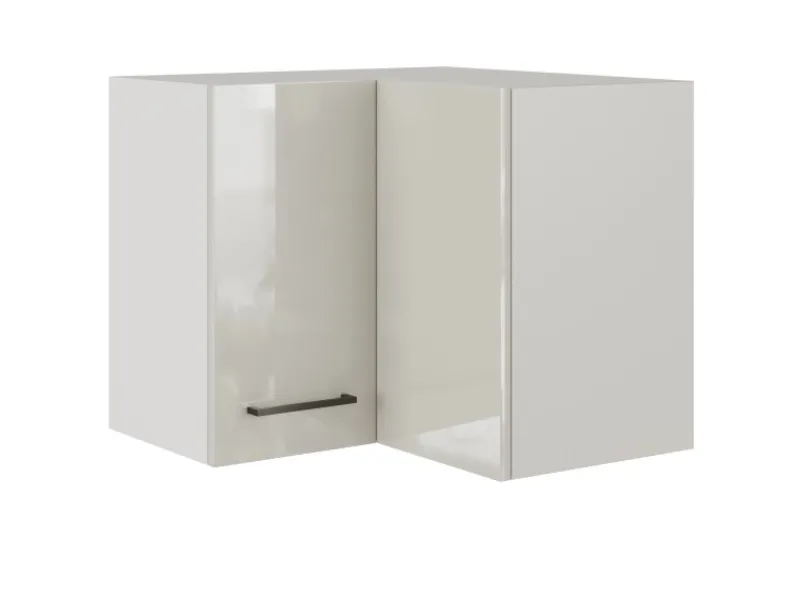 New Flex-Well Exclusiv Küchen-Eck-Hängeschrank Lund 60x60cm Lichtgrau gl.-Rauchgrau