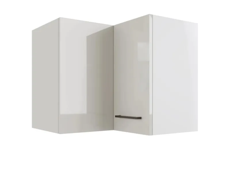 New Flex-Well Exclusiv Küchen-Eck-Hängeschrank Lund 60x60cm Lichtgrau gl.-Rauchgrau