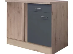 Flex-Well Exclusiv Küchen-Eck-Unterschrank Morena 110x60cm Basaltgrau - San Remo< Küchenschränke