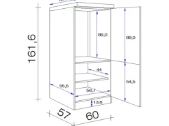 Flex-Well Exclusiv Küchenschränke<Küchen-Geräteumbauschrank Orlando 60 cm Kaschmir Glanz