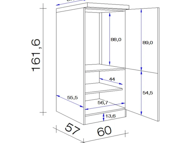 Flex-Well Exclusiv Küchenschränke<Küchen-Geräteumbauschrank Orlando 60 cm Kaschmir Glanz
