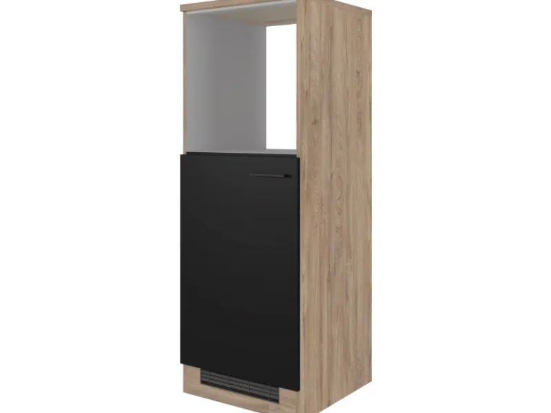 Flex-Well Exclusiv Küchenschränke<Küchen-Geräteumbauschr. Capri 60cm Schwarz Matt-Endgrain Oak