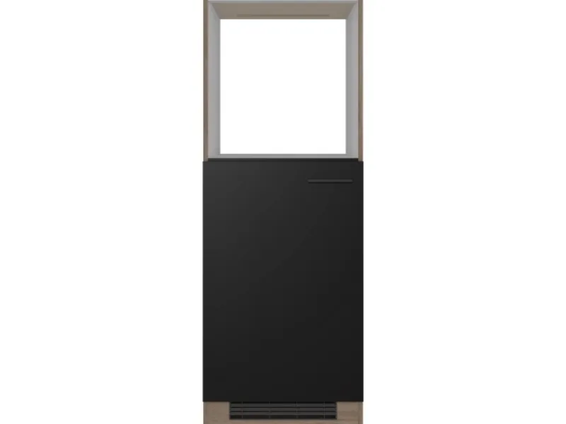 Flex-Well Exclusiv Küchenschränke<Küchen-Geräteumbauschr. Capri 60cm Schwarz Matt-Endgrain Oak
