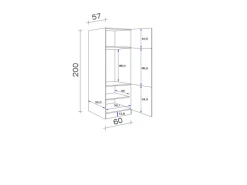 Flex-Well Exclusiv Kühlschränke|Küchenschränke<Küchen-Geräteschrank Lund 60cm 200cm Lichtgrau Gl.-Rauchgrau