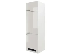 Flex-Well Exclusiv Kühlschränke|Küchenschränke<Küchen-Geräteschrank Lund 60cm 200cm Lichtgrau Gl.-Rauchgrau