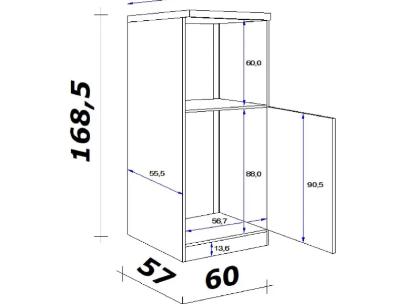 New Flex-Well Exclusiv Küchen-Geräteschrank Cara 60cm (H169cm) Schilfgrün-Artisan