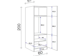 Flex-Well Exclusiv Kühlschränke<Küchen-Geräteumbauschrank Lara 60 cm -San Remo Eiche