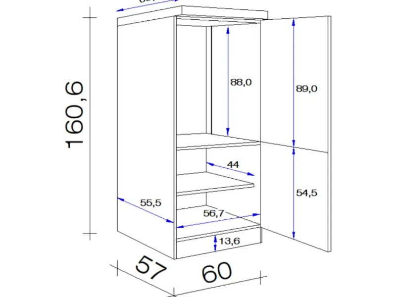 Flex-Well Exclusiv Küchen-Geräteumbauschrank Valero 60 cm Hochglanz Weiß< Küchenschränke|Kühlschränke