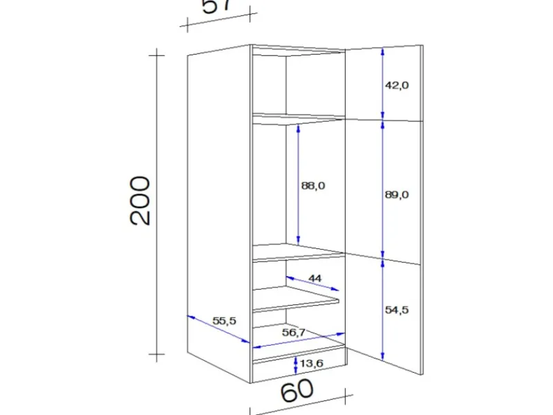 Discount Flex-Well Exclusiv Küchen-Geräteschrank Cara 60x200cm Schilfgrün matt-Artisan E.